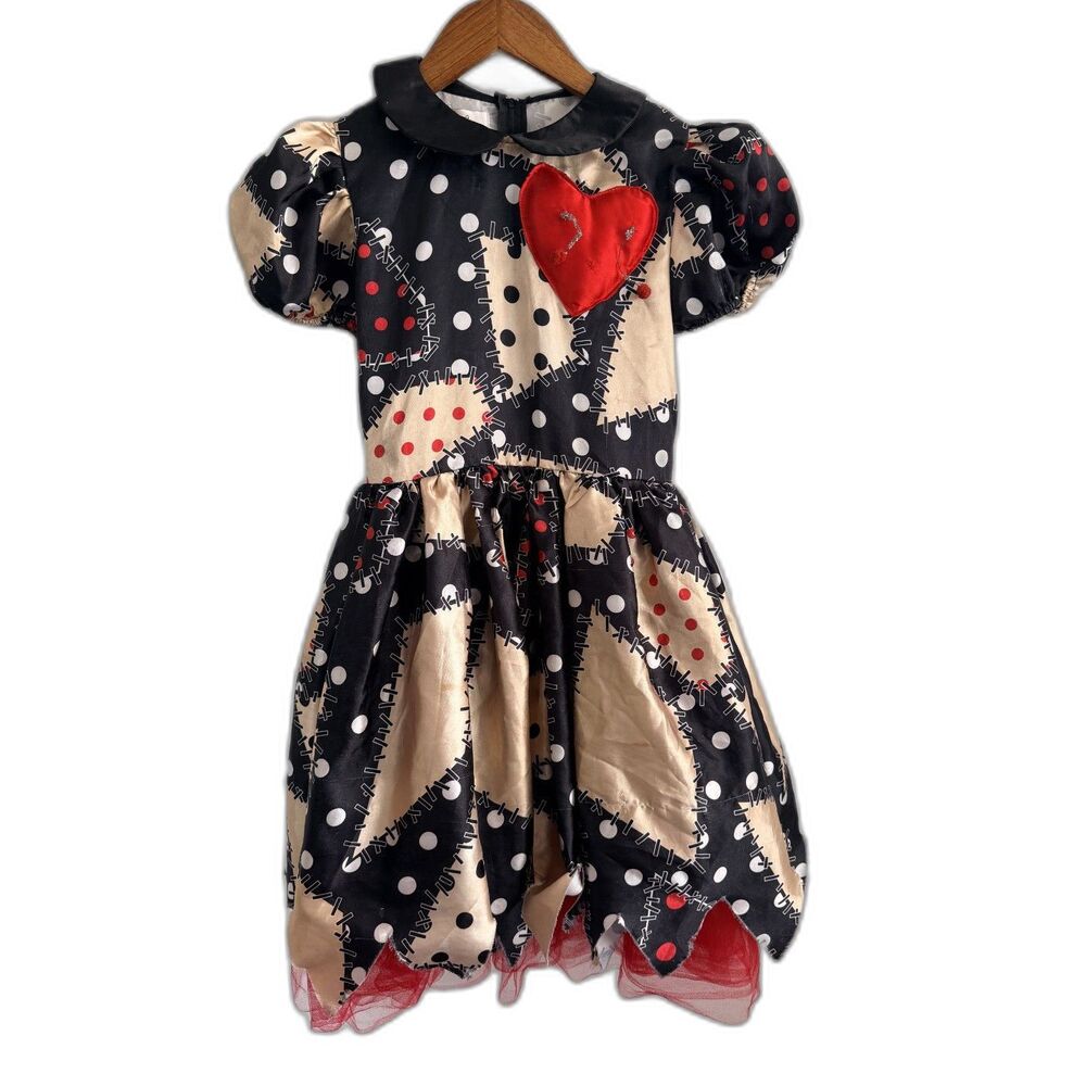 Chasing Fireflies Voodoo Doll Costume Girl 10 Halloween Rag Doll Patchwork Dress